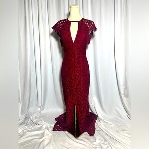 Harlyn Burgundy place Cap Sleeve Dress | S